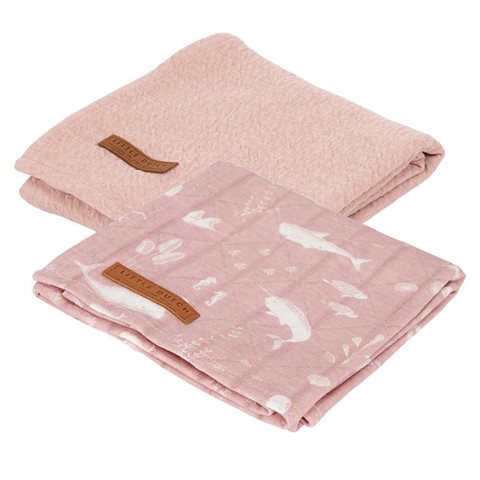 Lange Bebe Lot De 2 70 X 70 Ocean Pink Pure Pink Acheter A Little Dutch Little Dutch