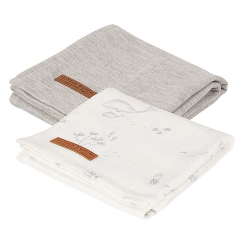 Musselintuch Swaddles 70 x 70 Ocean White/Pure Grey 