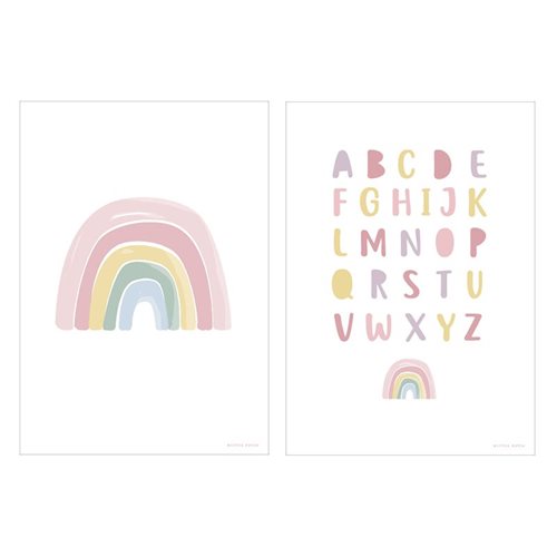 Poster Arc-en-ciel & Alphabet rose