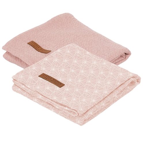 Picture of Muslin cloths 70 x 70 Lily Leaves Pink/Pure Pink 
