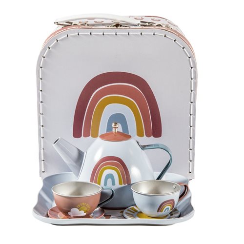 Picture of Tea set in basket Rainbow