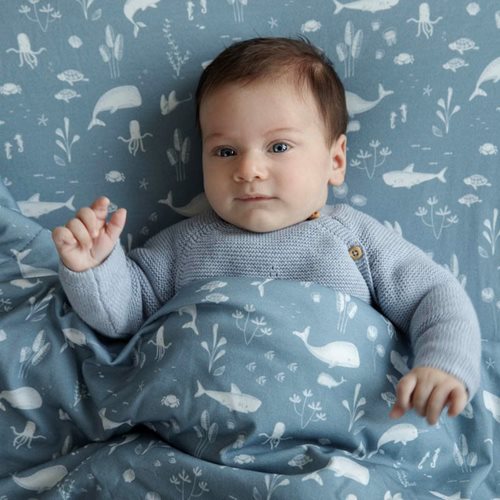 Picture of Cot sheet Ocean Blue