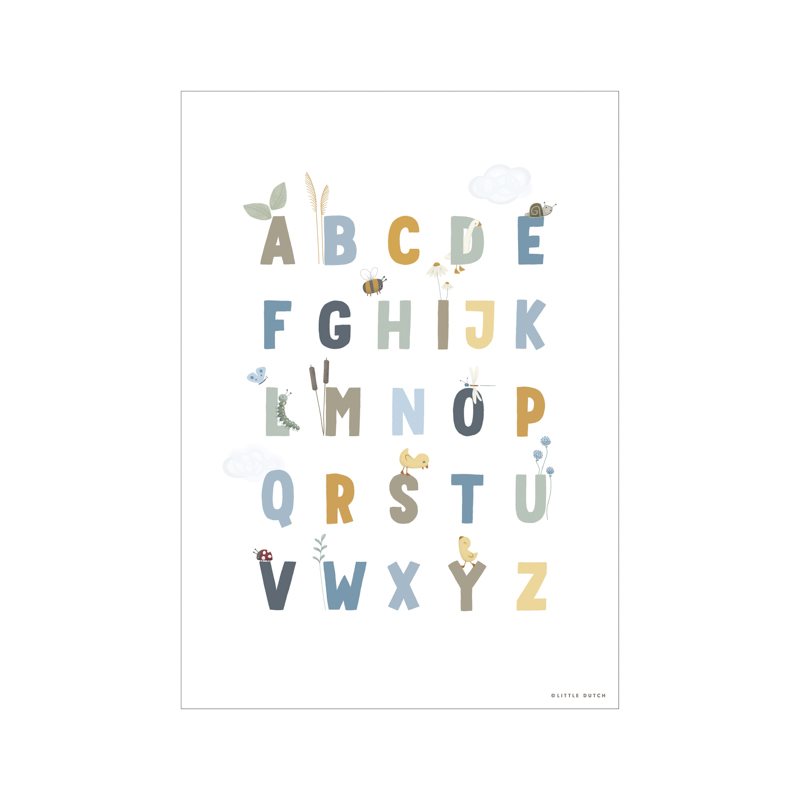Little Dutch Poster Réversible Alphabet et Arc-en-ciel - Bleu - Affiches et  posters Little Dutch sur L'Armoire de Bébé