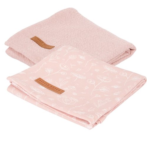 Langes Swaddles 70 x 70 Wild Flowers Pink / Pure Pink