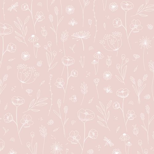 Afbeelding van Behangstaal vliesbehang Wild Flowers Pink
