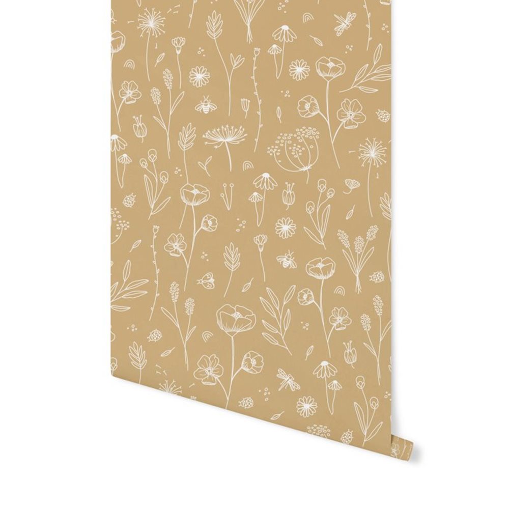Picture of Non-Woven Wallpaper Wild Flowers Ochre