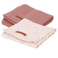 Langes Swaddles 70 x 70 Pure Pink Blush / Little Pink Flowers