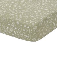 Picture of Fitted cot sheet Wild Flowers Olive