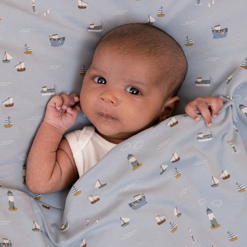 Picture of Bassinet blanket cover Sailors Bay Blue