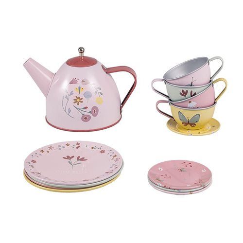 Picture of Tin tea set Flowers & Butterflies  