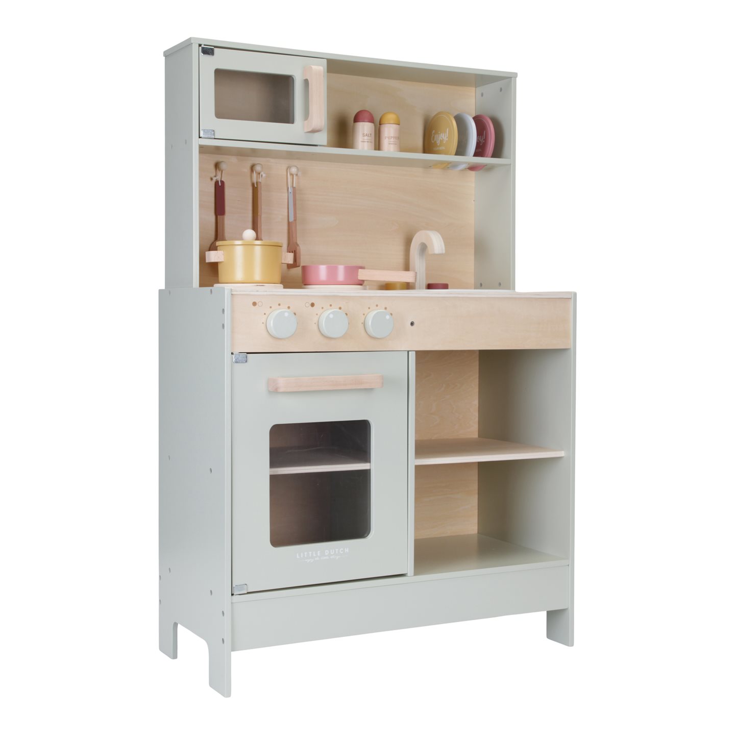 Wooden Play Kitchen, Play Kitchen With Accessories in Mint