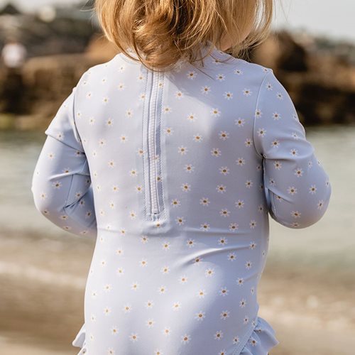 Picture of Bathsuit long sleeves ruffles Daisies Blue - 98/104
