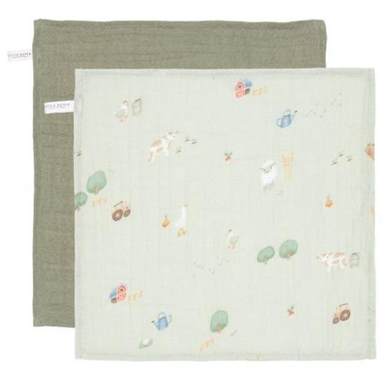 Picture of Facecloths set muslin Little Farm / Olive