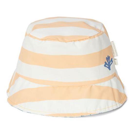 Chapeau de soleil réversible Honey Stripes / Ocean Dreams Blue -  taille 1 (62/68 - 74/80)