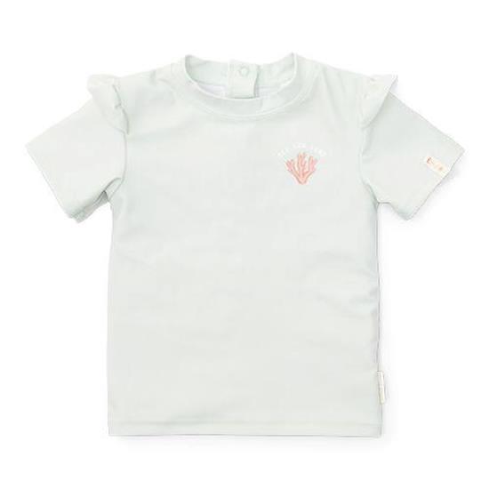 Kürzarmeliger Bade-T-Shirt mit Rüschen Sea Green -  98/104