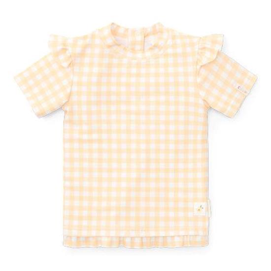 Kürzarmeliger Bade-T-Shirt mit Rüschen Sunshine Checks -  98/104