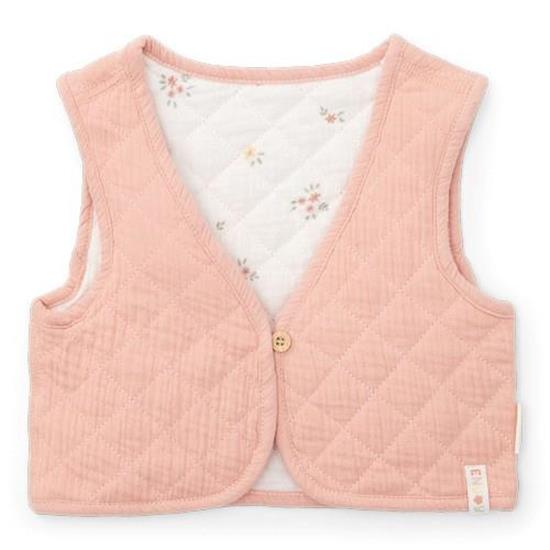 Afbeelding van Reversible gilet mousseline Flower Pink / White Meadows - 86/92