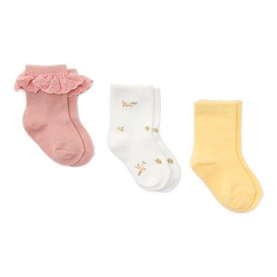Afbeelding van 3-pack Sokken Flower Pink / White Meadows / Honey Yellow - maat 20 - 22