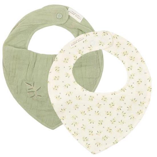 Picture of Bandana bib muslin set of 2 Blueberry Leaves & Sage